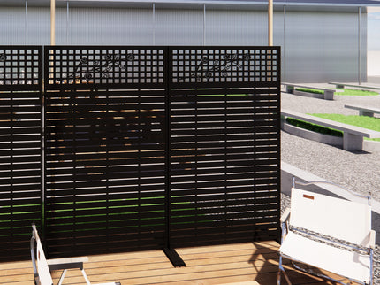 Outdoor / Indoor Divider With Freestanding Decorative Privacy Screen - Black
