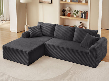 Modular Sectional With Arched Armrests, Includes 3 Back Cushions & 2 Throw Pillows