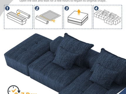Modern Oversized Diy Combination Modular Sectional Sofa & Pillows