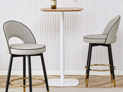 Modern Upholstered 360° Rotatable Bar Chair With Metal Legs For Dining Room (Set of 2)