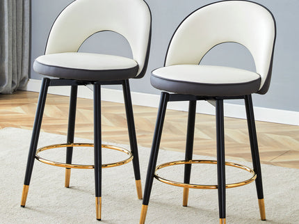 Upholstered Rotatable Bar Chair With Metal Legs For Dining Room