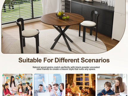 Round Dining Table With Extendable Blades, X Base