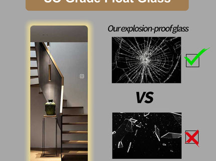 Wall Mounted Full Body Mirror With Dimming Lights Glass - Silver