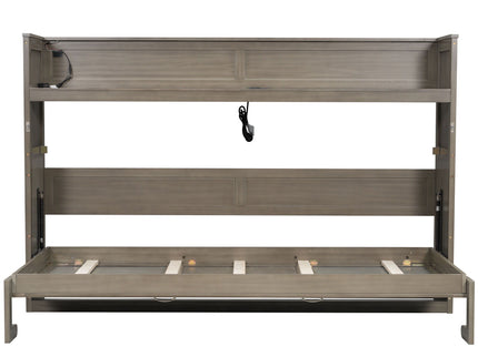 Murphy Bed With Desk, LED Light And USB Charging Station