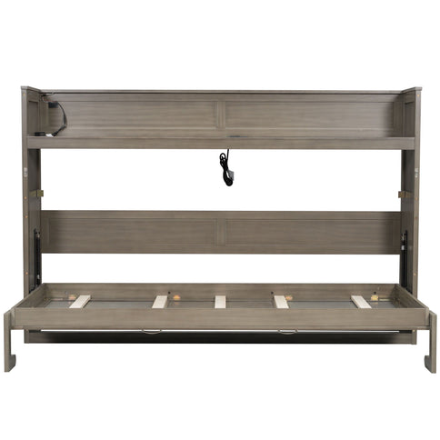 Murphy Bed With Desk, LED Light And USB Charging Station