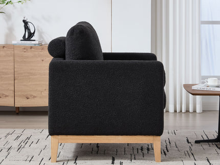 Wide Modern Performance Accent Chair With Natural Legs