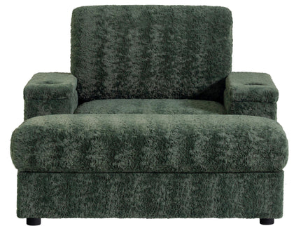 Oversized Chaise Lounge Indoor Rabbit Fur Sofa Bed With Storage Ottoman And Armrests Cup Holders With Deep Seat