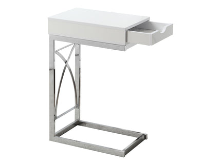 Accent Table, C - Shaped Glossy Contemporary & Modern - White