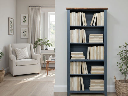 5 Shelf Bookcase - Blue Denim / Whiskey
