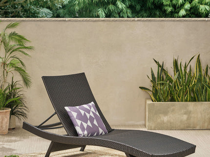 Mysticism Outdoor Chaise Lounge With Adjustable Backrest And Foldable Legs - Brown Multi