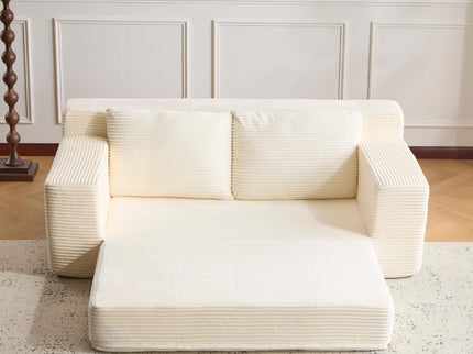 Comfortable Deep Seat Loveseat Sofa Bed, Reversible Cushion With Pillows