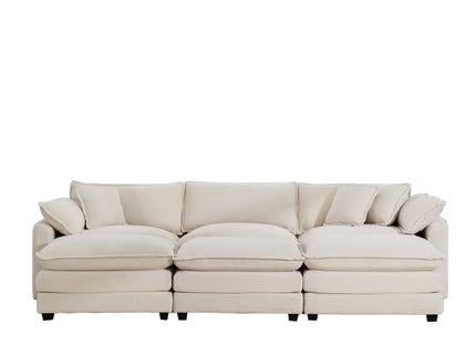 Modern Oversized Modular Cushion Sofa With Ottoman, Low Back, Deep Seating Sofa Set