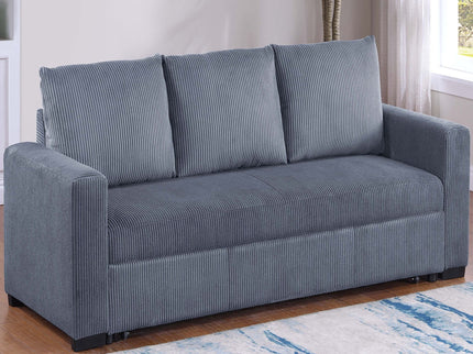 Convertible Sleeper Sofa With Pull Out Bed, Upholstery, Square Arms - Dark Gray