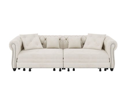 3 In 1 Convertible Sleeper Sofa Bed With Movable Ottoman