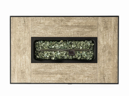 32" Propane Gas Fire Pit Table With Propane Tank Cover, 50000 Btu Rectangular Steel Fire Pit With Beautiful Wicker Base