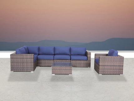 Wicker Seating Group Set With Table And Cushions