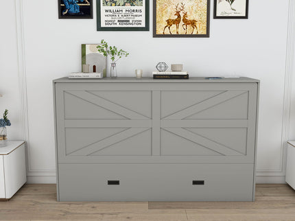 Full Murphy Bed With Storage Drawers, Charging Station, Foldable Panels, And Silent Swivel Wheels