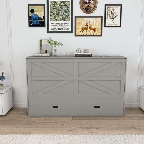 Full Murphy Bed With Storage Drawers, Charging Station, Foldable Panels, And Silent Swivel Wheels