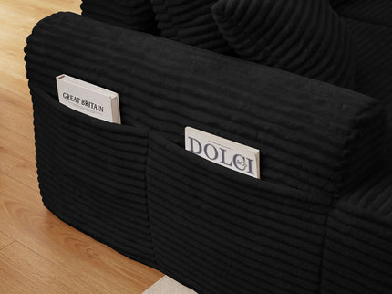Modular Sectional With Arched Armrests, Includes 3 Back Cushions & 2 Throw Pillows