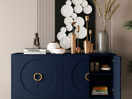 Modern Lacquered 4 Door Wooden Cabinet Sideboard Buffet Server Cabinet Storage Cabinet, For Living Room, Entryway, Hallway, Office, Kitchen And Dining Room