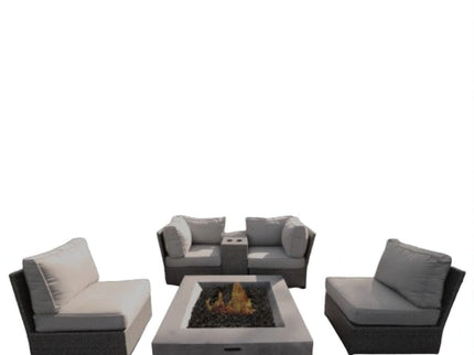 Contemporary Patio Seating Set With Fire Pit