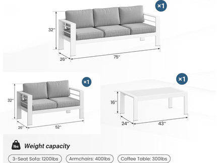 Outdoor Patio Set With All-Weather Thick Cushions