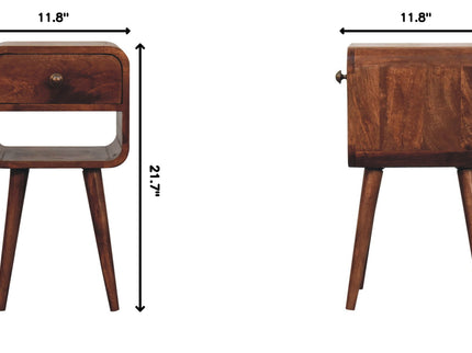 Mini California Curved Nightstand Wth Lower Slot
