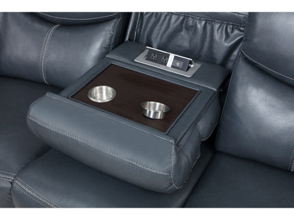 Stanwicke - Motion Reclining Sofa With Drop Down Table - Blue