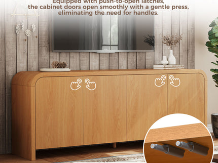 Curved Edge TV Stand With Large Cabinets