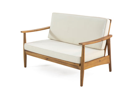 Outdoor Acacia Wood Loveseat Set With Coffee Table