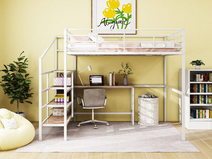 Loft Bed With Desk And Lateral Storage Ladder