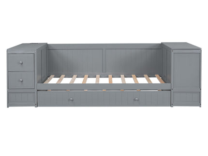 Daybed With Storage Arms, Trundle And Charging Station