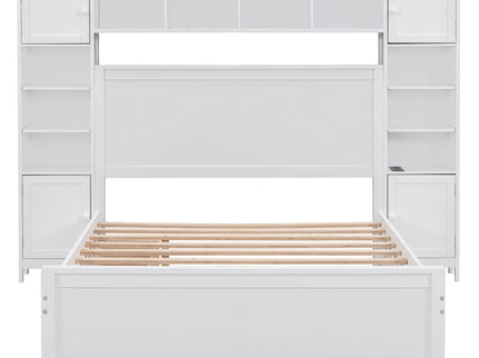 Bed With All In One Cabinet, Shelf And Sockets, Trundle