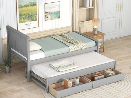 Platform Bed With Trundle And Drawers