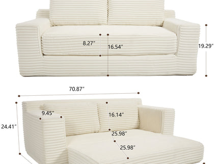 Convertible Loveseat Sofa Bed With Memory Foam & Steel Frame