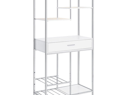 Draper - 5 Shelf LED Wine Cabinet With Pull Out Drawer - Gloss White