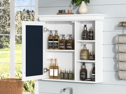 Wall Mounted Bathroom Medicine Cabinet With Mirror And Adjustable Storage With Soft Close Hinges