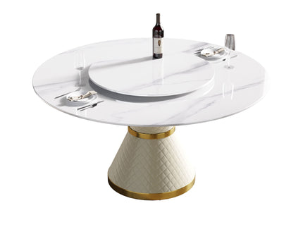 Modern Artificial Stone Round Carbon Steel Base Dining Table Stone Turntable