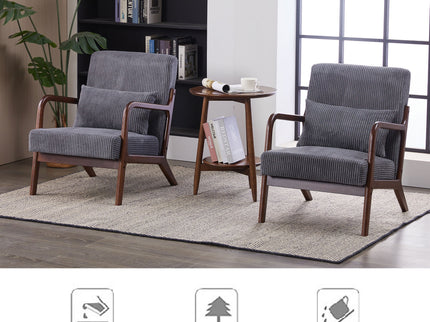 Accent Chair With Pillow And Wood Frame