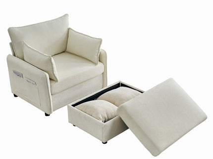 Comfy Oversized Chaise Lounge Chair With Ottoman And Storage