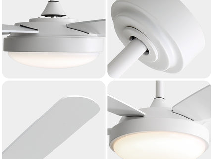 42" Ceiling Fan With 22W LED Light And Remote Control Blades Reversible DC Motor - White