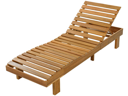 Chaise Lounge With Multi Fold Cushion, 3 Position Adjustable Backrest For Patio - Beige / Teak