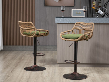 Modern Swivel Bar Stools Adjustable Counter Chairs With Footrest (Set of 2)