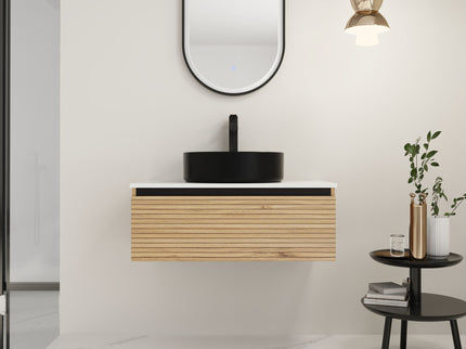 Wall Mounted Bathroom Vanity With Art Sink & 1 Soft Close Drawer