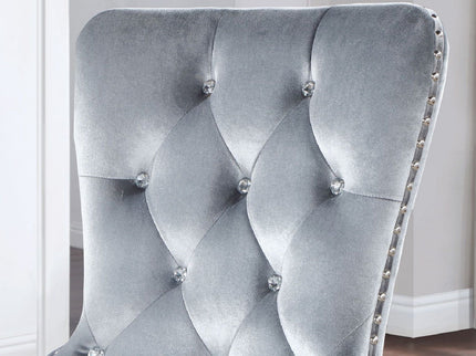 Upholstered Wingback Dining Chair (Set of 2) - Dark Gray / Silver