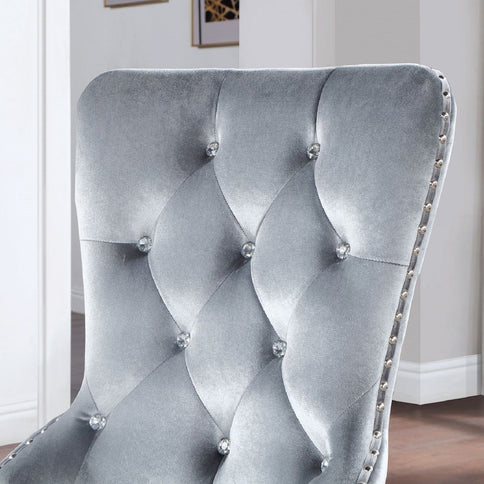 Upholstered Wingback Dining Chair (Set of 2) - Dark Gray / Silver