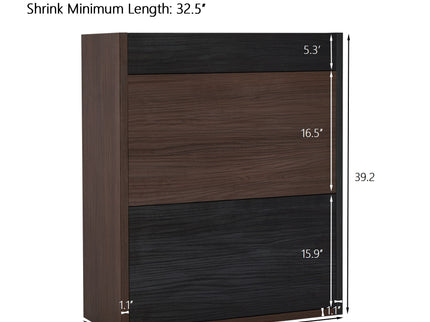 Modern Extendable & Rotating Cabinet With Drawer And Flip Doors For Versatile Storage - Black / Dark Walnut