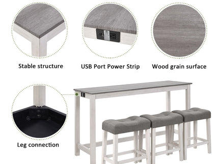 4 Piece Bar Table Set With Power Outlet
