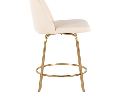 Toriano - Contemporary, Fixed Height Counter Stool With Swivel With Round Footrest (Set of 2)