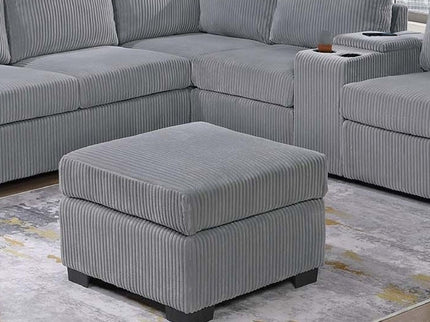 Contemporary L-Shaped Sectional Set With USB Console & Ottoman